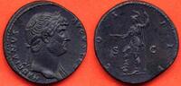 Antike Münzen SESTERCE HADRIEN 117-138 FRAPPE A ROME A/ HADRIANVS AVGVSTVS SON BUSTE LAURE A DROITE R/ COS III LA VALEUR DEBOUT A GAUCHE, LE PI -