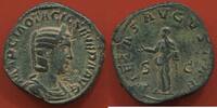 Antike Münzen SESTERCE OTACILIE SEVERA 244-249 FEMME DE PHILIPPE 1er EN BRONZE FRAPPE A ROME A/ MARCIA OTACIL SEVERA AVG SON BUSTE DIADÉMÉ A DROITE R -