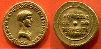 Antike Münzen 68 AUREUS NERON 54- EN OR FRAPPE A ROME 51/54 A/ NERONI CLAUDIO DRUSO GERM.COS.DESIGN SON BUSTE JEUNE, NU-TETE, A DROITE, DRAPE R/EQVESTE -
