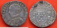 Französische Königliche Münzen TESTON CHARLES IX 1560-1574 1/2 A/ CAROLUS,VIIII,D,G,FRANCOR REX SON BUSTE A GAUCHE R/SIT NOMEN ECT ECU DE FRANCE COURONNE POIDS 4.7g -