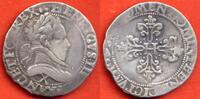 Französische Königliche Münzen DEMI-FRANC HENRI III 1574-1589 A/ LEGENDE AVERS COMMENCANT PAR HENRICVS III BUSTE A DROITE DU ROI, LAURE ET CUIRASSE COL PLAT DIFFERENT -