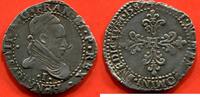 Französische Königliche Münzen DEMI-FRANC EN ARGENT HENRI III 1574-1589 AU COL PLAT A/ HENRICVS III DG FRAN ET P REX BUSTE A DROITE DU ROI , LAURE ET CUIRASSE, AVEC COL PLAT ATEL -