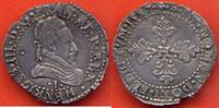 Französische Königliche Münzen DEMI FRANC HENRI III 1574-1589 EN ARGENT AU COL PLAT A/ HENRICVS III D G FR ET POL REX VARIETE BUSTE A DROITE DU ROI, LAURE ET CUIRASSE, -