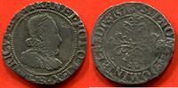 Französische Königliche Münzen FRANC HENRI III 1574-1589 QUART DE AU COL PLAT EN ARGENT A/HENRICVS III D G FRAN ET POL REX BUSTE A DROITE DU ROI, LAURE ET CUIRASSE -