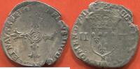 Französische Königliche Münzen QUART D’ÉCU EN ARGENT HENRI IV 1589-1610 3e TYPE AVEC CROIX AUX BRAS FLEURONNÉS DE FACE ANNÉE 1603 ATELIER N MONTPELLIER A/ HENRICVS IIII D G FRANC -