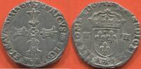 Französische Königliche Münzen QUART D’ÉCU EN ARGENT HENRI IV 1589-1610 3e TYPE AVEC CROIX AUX BRAS FLEURONNÉS DE FACE ANNÉE 1603 ATELIER K BORDEAUX A/ HENRICVS IIII D G FRAN ET N -