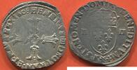 Französische Königliche Münzen QUART D’ÉCU EN ARGENT HENRI IV 1589-1610 3e TYPE AVEC CROIX AUX BRAS FLEURONNÉS DE FACE ANNÉE 1608 ATELIER K BORDEAUX A/ HENRICVS IIII D G FRAN ET N -