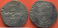 Französische Königliche Münzen QUART D’ÉCU EN ARGENT HENRI IV 1589-1610 3e TYPE AVEC CROIX AUX BRAS FLEURONNÉS DE FACE ANNÉE 1610 ATELIER K BORDEAUX A/ HENRICVS IIII D G FRAN ET N -