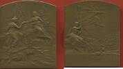 Médailles BRONZE MÉDAILLE EN EXPOSITION FRANCO-BRITANNIQUE LONDRES MCMVIII (1908) GRAVEUR CHARLES PILLET DIAMÈTRE 57X70mm POIDS 118.79g ETAT SU -