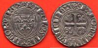 Französische Königliche Münzen BLANC CHARLES VI 1380-1422 DIT GUENAR 1ere EMISSION A/ KAROLVS FRANCORV REX ECU DE FRANCE R/ SIT NOME DNI BENEDICTV CROIX CANTONNEE -