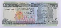 Barbados 5 Dollars Barbade ND , Pick: 32, G9651968, UNC -