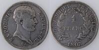 1 Franc 1 Franc Napoléon Empereur 1807 A, KM# 681, TB+/TTB -