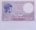 5 Francs Violet type 1917 5 Francs 31.8.1933 Violet 31.8.1933, C.57491/5... 24,84 EUR  zzgl. 7,00 EUR Versand