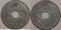20 Centimes Monnaie française, Etat Français, 20 centimes, 1944 Zinc