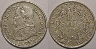 Vatikanstadt 10 Soldi Monnaie étrangère, Vatican 1866, TTB, KM# 1376 -