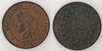5 Centimes 5 Centimes France, Cérès 1876 A, TTB/TTB+, KM# 821.1 . -