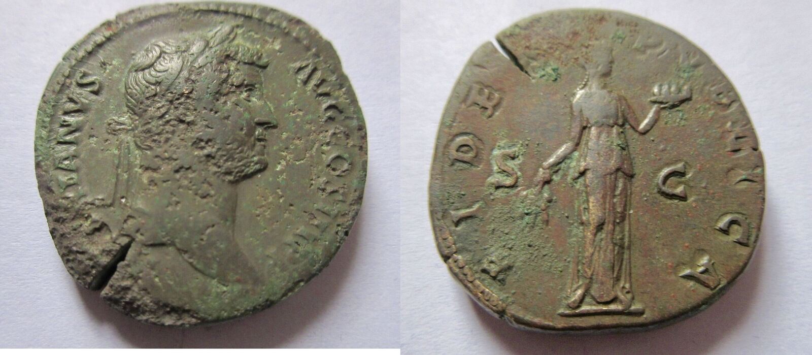 Rom 134-138 n. Chr. Sesterz von Hadrian Rs. Fides n. rechts