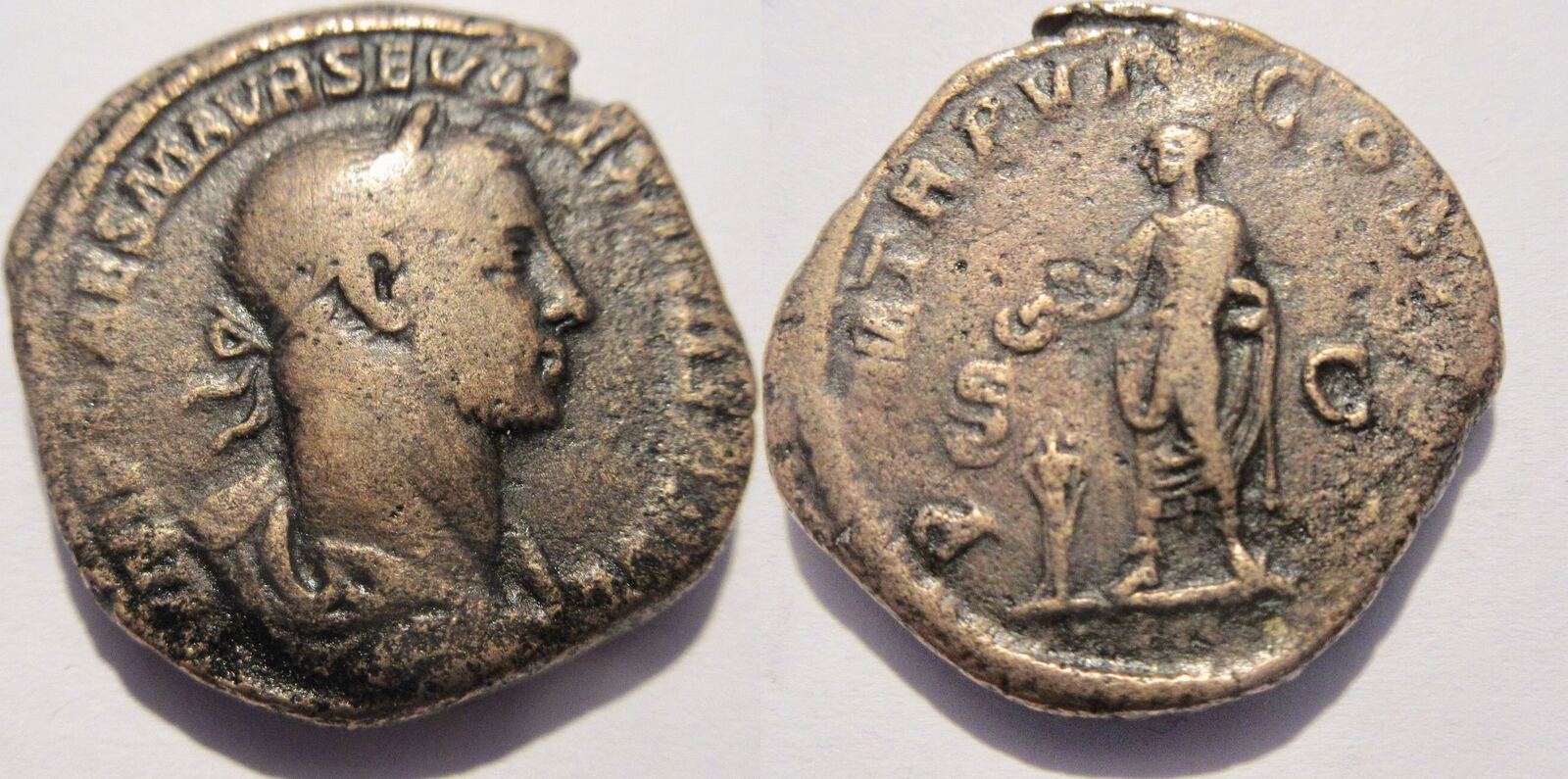 227 n .Chr. Rom AE-Sesterz von Severus Alexander, geprägt 227 n