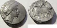 Griechenland Didrachme Didrachme von Neapolis in Kampanien Rs. Menschenköpfiger Stier n. rechts stehend -