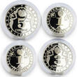 5 somoni Tajikistan set of 4 coins 15th Anniversary of Independence silver coins 2006 PP