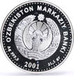 Uzbekistan 100 som 10th Independence Tashkent Town Hall KM-21 silver coin 2001 PP