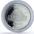 Laos 5000 kip Savang Vatthana Wat Phra Kio Museum Vientiane proof silver coin 1975 PP