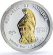 Exotic and Historic  Minerva 35 dollars Helmeted Woman Fantasy X#1 Gilt MS 67 NGC silver coin 1973 BU
