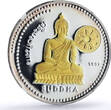 Laos 50 kip Buddha w/ Wheel Buddhism Religion Gilt PF 69 NGC silver coin 1997 PP