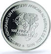 Guinea-Bissau 6000 francs 150000 CFA 100 Africa Gazelle MS 65 PCGS silver coin 2004 st