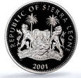 Sierra Leone 10 dollars Leopard Coloured KM-248a Cat PR 69 PCGS silver coin 2001 PP