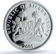 Sierra Leone 10 dollars Leopard Coloured KM-248a Cat PR 69 PCGS silver coin 2001 PP