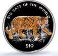 Sierra Leone 10 dollars Tiger Coloured KM-247.2 Cat PR 69 PCGS silver coin 2001 PP