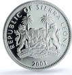 Sierra Leone 10 dollars Leopard KM-229 Fauna Cat PR 70 PCGS silver coin 2001 PP