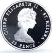 Saint Helena, Ascension and Tristan da Cunha  Saint Helena 25 pence Wedding KM-9a Charles Diana Ship proof silver coin 1981 PP