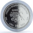 Morocco 200 dirhams African Nations Cup CAF Y#97 Football silver coin 1988 st