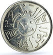Iraq 100 fils State Coinage King Faisal I Coat of Arms silver coin 1953 unz