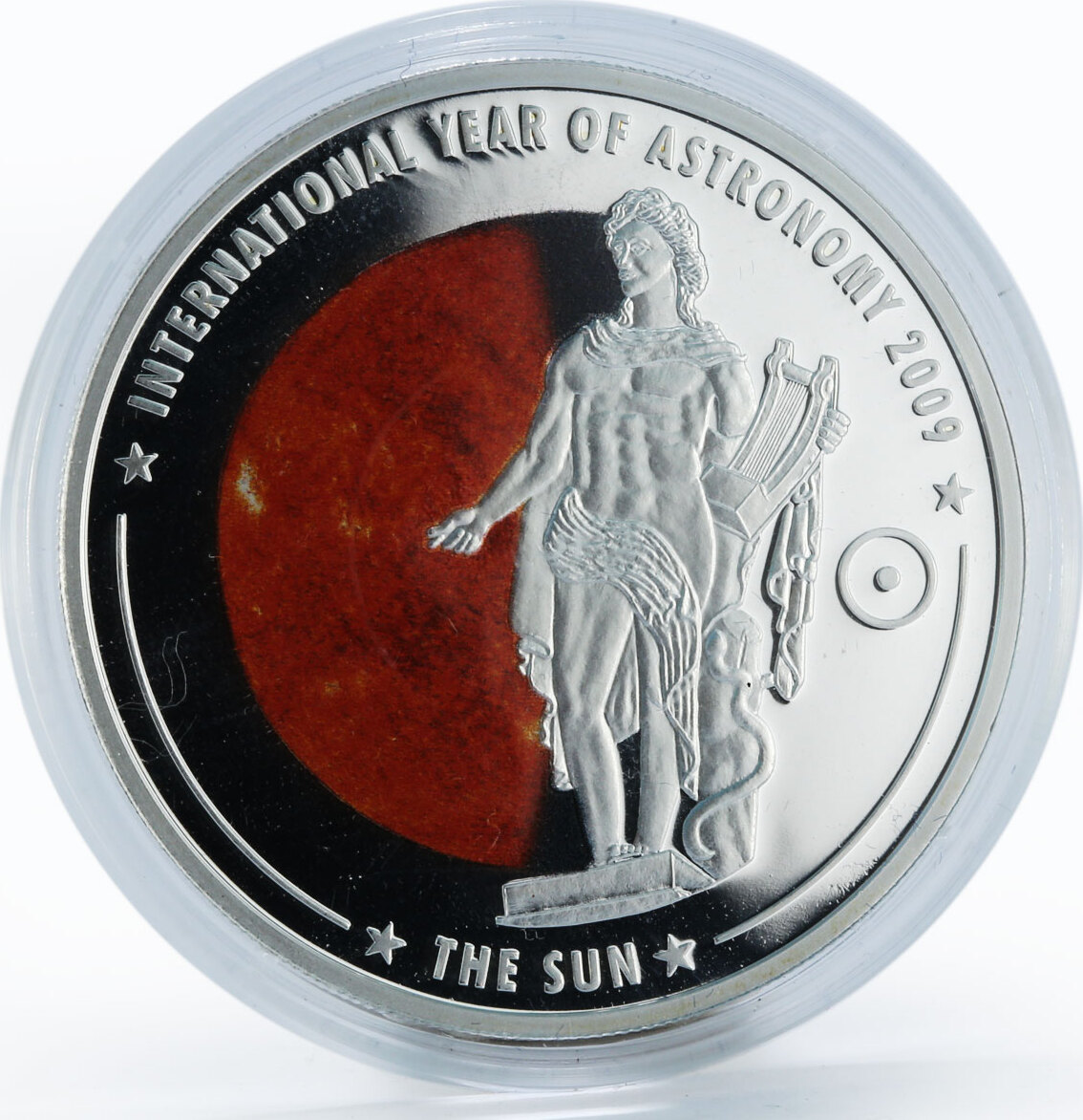 Cook Islands 5 dollars Astronomy The Sun colored proof silver coin