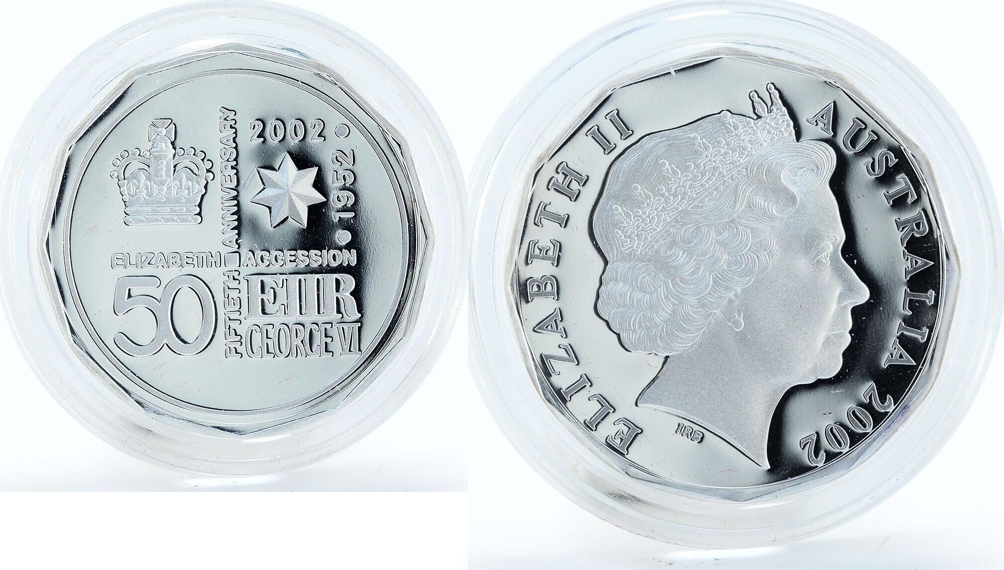 Australia 50 cents Golden Jubilee proof silver coin 2002 PP Australia 50 cents Golden Jubilee proof silver coin 2002 PP