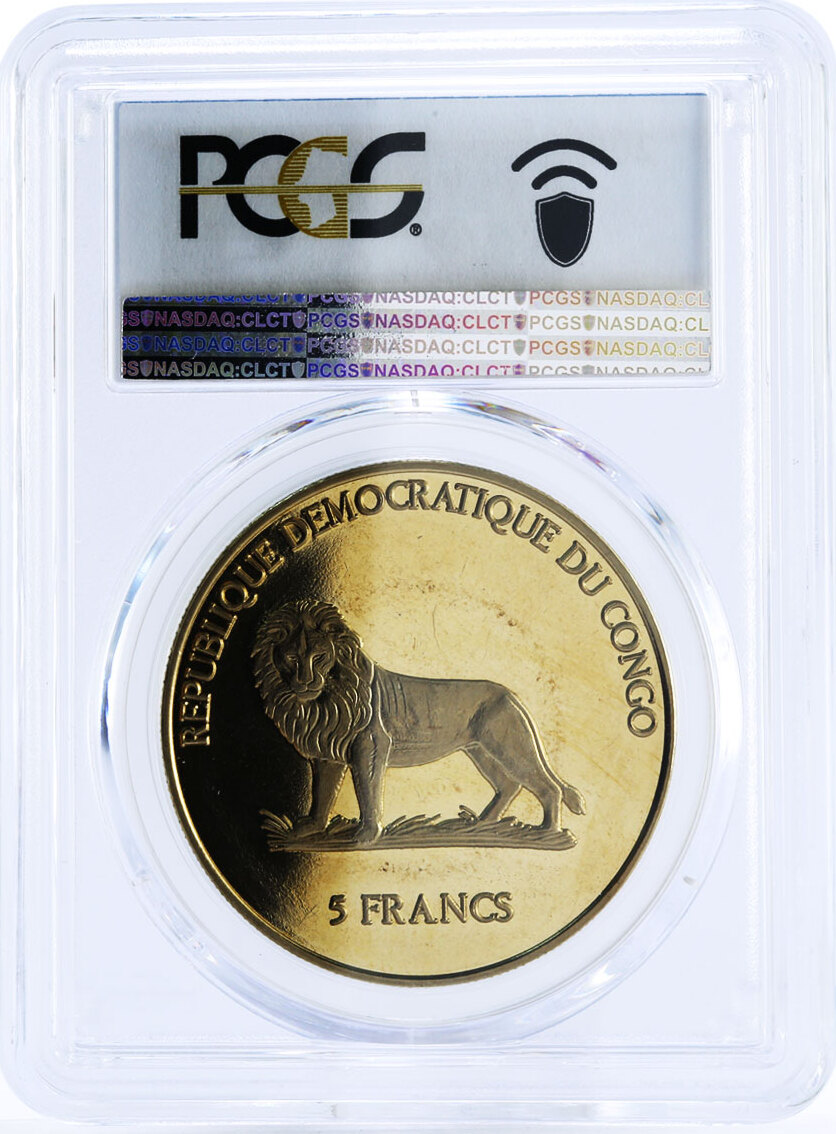 Congo 5 francs Panama Canal Seafaring Ship Clipper MS67 PCGS CuNi