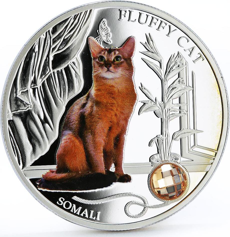 Somali Fluffy Cat 2ドル銀貨 Fiji 2 dollars Small Cats series Somali Fluffy Cat Pet
