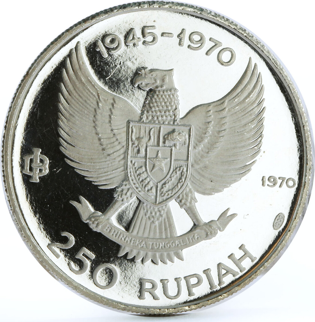 Indonesia 250 rupiah 25th Anniversary of Independence proof silver coin ...