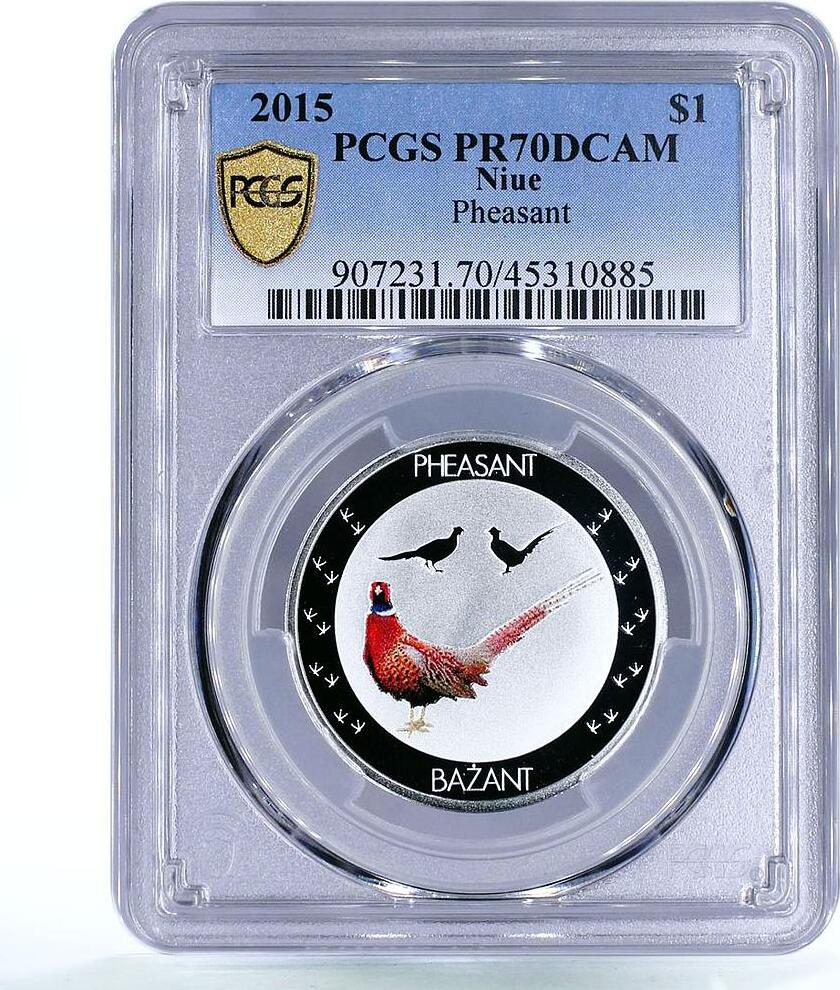Niue 1 dollar Endangered Wildlife Pheasant Bird Fauna PR70 PCGS silver