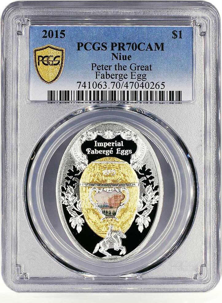 Niue Dollar Imperial Faberge Eggs Peter The Great Art Pr Pcgs Ag