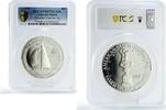 Samoa 25 dollars Samoa 25 dollars America's Cup Yachting Sailboat Ship KM-3 PR67 PCGS silver coin 1988 -