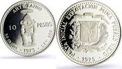 Dominican Republic Dominican Republic 10 pesos Pueblo Viejo Mine Taino Sculpture Art silver coin 1975 10 pesos 1975 PP