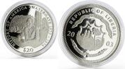 Liberia 20 dollars Liberia 20 dollars History of America series Watergate proof silver coin 2003 -