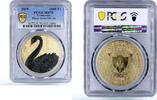 Cameroon 1000 francs Cameroon 1000 francs Black Swan Bird Fauna MS70 PCGS gilded silver coin 2019 -
