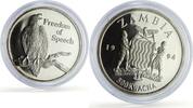 Zambia 500 kwacha Zambia 500 kwacha Human Rights Freedom Speech Eagle Bird proof silver coin 1994 -