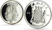 Zambia 500 kwacha Zambia 500 kwacha Human Rights Equality Politics proof silver coin 1994 -