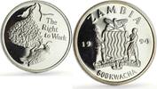 Zambia 500 kwacha Zambia 500 kwacha Human Rights Work Weaver Bird Fauna proof silver coin 1994 -